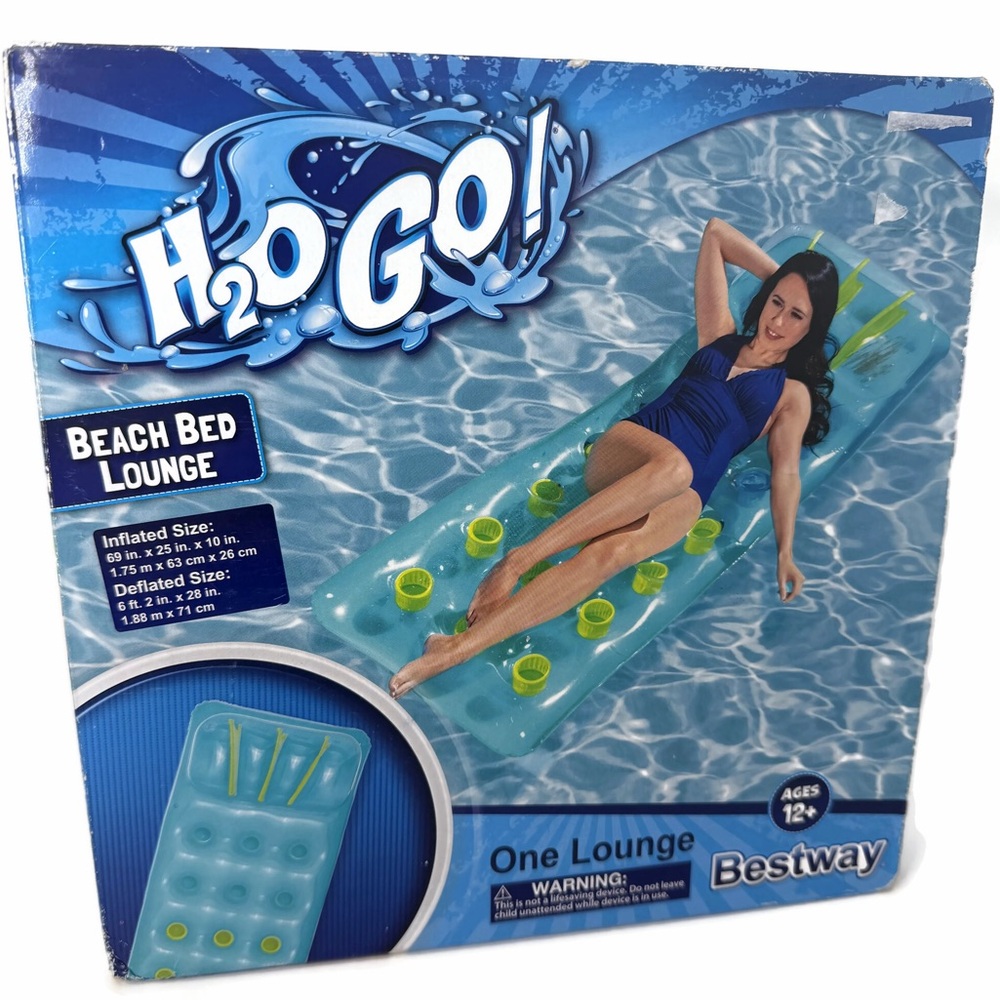 H2O GO! Inflatable Beach Bed Lounge with Built In Pillow